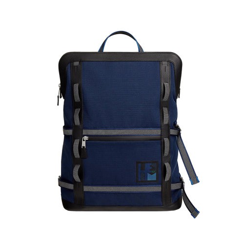 【新品包包】HERMES/爱马仕24新款 男士蓝黑混色帆布制越野防水双肩包H0009077-02
