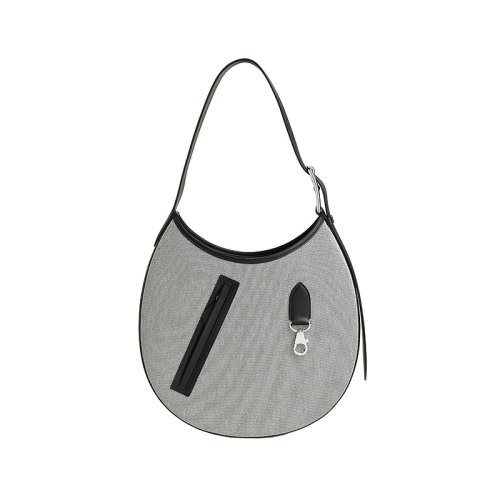 【新品包包】HERMES/爱马仕24新款 女士灰黑色帆布配皮马鞍形状手提包H084853CKAB